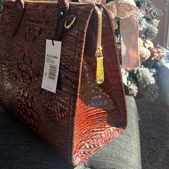 Brahmin Pecan Croc-Embossed Satchel - Picture 9 of 12